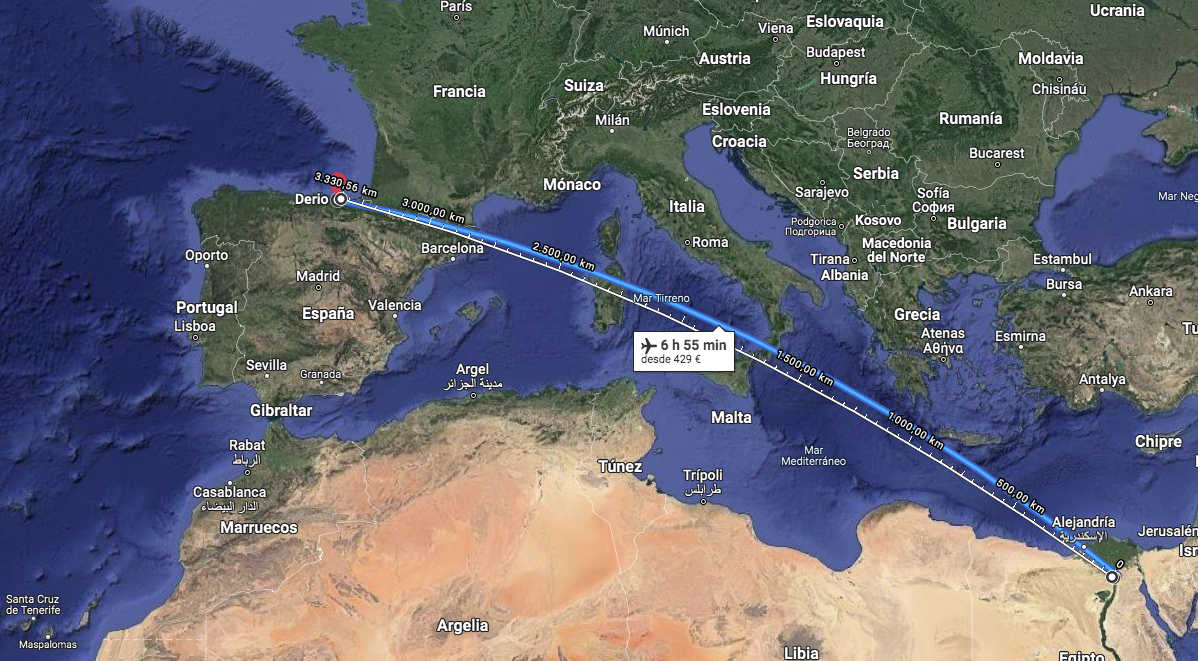 how much travel the papires to arrive in spain